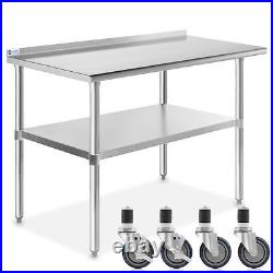 Stainless Steel 24 x 48 NSF Kitchen Restaurant Prep Table w Backsplash Casters