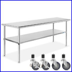 Stainless Steel 24 x 72 NSF Commercial Kitchen Work Food Prep Table with Casters