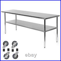 Stainless Steel 24 x 72 NSF Commercial Kitchen Work Food Prep Table with Casters