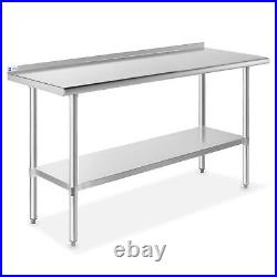 Stainless Steel 60 x 24 NSF Kitchen Restaurant Work Prep Table with Backsplash