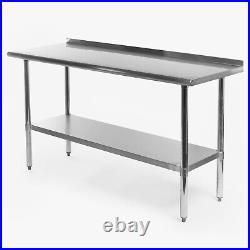 Stainless Steel 60 x 24 NSF Kitchen Restaurant Work Prep Table with Backsplash