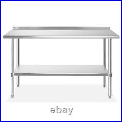 Stainless Steel 60 x 24 NSF Restaurant Kitchen Prep Work Table with Backsplash