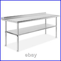 Stainless Steel 72 x 30 NSF Commercial Kitchen Work Prep Table with Backsplash