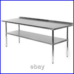 Stainless Steel 72 x 30 NSF Commercial Kitchen Work Prep Table with Backsplash