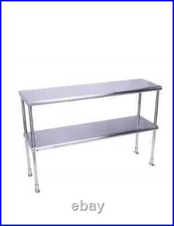 Stainless Steel Commercial Wide Double Overshelf 14 x 36 for Prep Table