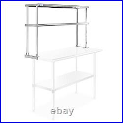 Stainless Steel Commercial Wide Double Overshelf 48 x 12 for Prep Table