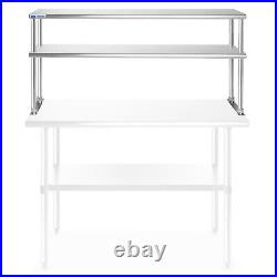 Stainless Steel Commercial Wide Double Overshelf 48 x 12 for Prep Table