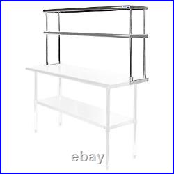 Stainless Steel Commercial Wide Double Overshelf 60 x 12 for Prep Table