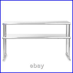 Stainless Steel Commercial Wide Double Overshelf 60 x 12 for Prep Table