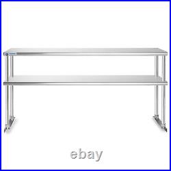Stainless Steel Commercial Wide Double Overshelf 72 x 12 for Prep Table
