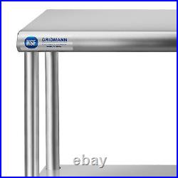Stainless Steel Commercial Wide Double Overshelf 72 x 12 for Prep Table