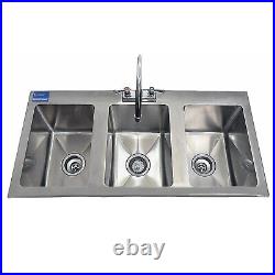 Stainless Steel Drop Sink 3 Compartment Drop in Sink 10x14x10 NSF