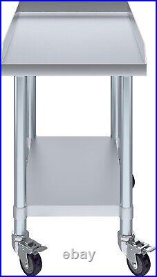 Stainless Steel Equipment Stand with Undershelf + Casters 30 Wide x 18 Length