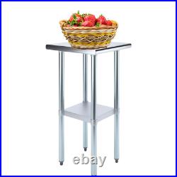 Stainless Steel Food Prep Work Table with Adjustable Undershelf 18x18