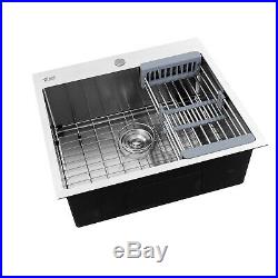 Stainless Steel Kitchen Sink Single Bowl 33x 22x 6 Drop in Top Mount 16 Gauge