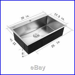 Stainless Steel Kitchen Sink Single Bowl 33x 22x 6 Drop in Top Mount 16 Gauge