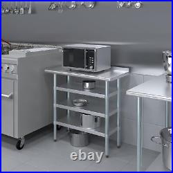 Stainless Steel Metal Work Table with 1.5 Backsplash and 3 Shelves