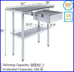 Stainless Steel Work Metal Table with Drawer Commercial and Residential Use