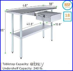 Stainless Steel Work Metal Table with Drawer Commercial and Residential Use