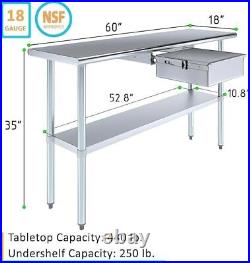 Stainless Steel Work Metal Table with Drawer Commercial and Residential Use