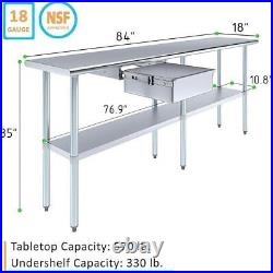 Stainless Steel Work Metal Table with Drawer Commercial and Residential Use