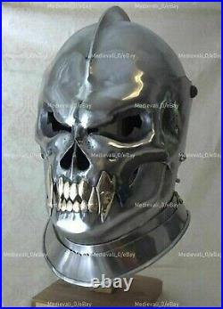 Steel Medieval Demonic Face Helmet Battle-ready Medieval Knight Helmet 18 Gauge