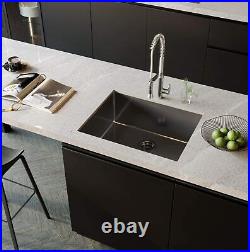 TORVA 25 x 18 Black Ceramic Coating NanoTek Undermount Kitchen Sink 16 Gauge