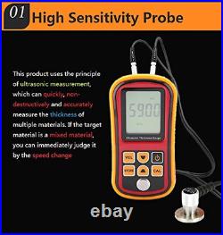 Thickness Gauge, GM100 1.2-220Mm Ultrasonic Thickness Gauge Steel Width Testing