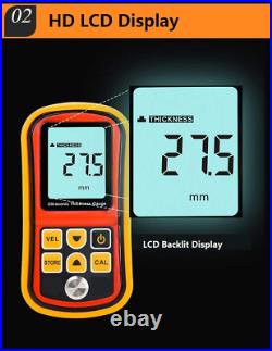 Thickness Gauge, GM100 1.2-220Mm Ultrasonic Thickness Gauge Steel Width Testing