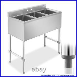 Three Compartment Commercial Kitchen Sink Stainless Steel