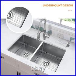 Tight Radius 31 in. Undermount 50/50 Double Bowl 18 Gauge Stainless Steel Sink