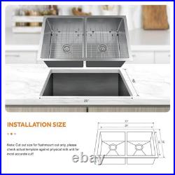 Tight Radius 31 in. Undermount 50/50 Double Bowl 18 Gauge Stainless Steel Sink