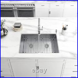Tight Radius 31 in. Undermount 50/50 Double Bowl 18 Gauge Stainless Steel Sink