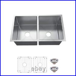 Tight Radius 31 in. Undermount 50/50 Double Bowl 18 Gauge Stainless Steel Sink