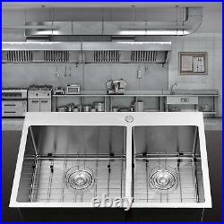 Top Mount Kitchen Sinks 14 Gauge 304 Stainless Steel Dual Basin 33x22x9'' WLF