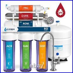 Ultraviolet Reverse Osmosis Water Filtration System Clear with Gauge 100 GPD