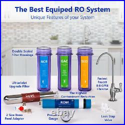 Ultraviolet Reverse Osmosis Water Filtration System Clear with Gauge 100 GPD