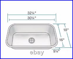 Undermount Kitchen Sink Stainless Steel Single Bowl 16 Gauge Fully Insulated 16