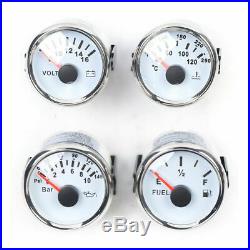 Universal 6 Gauge Set With Red LED Gauges & Stainless Steel Plate For Car Boat