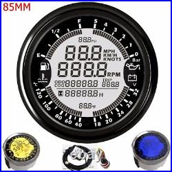 Universal 85mm 6in1 MultiFunction Gauge Digital GPS Speedometer Tachometer Meter