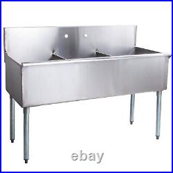 VARIATIONS 16-Gauge Stainless Steel Three Compartment Commercial Utility Sink