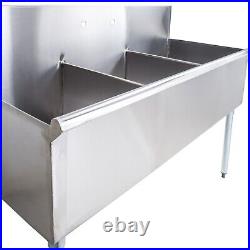 VARIATIONS 16-Gauge Stainless Steel Three Compartment Commercial Utility Sink