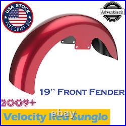 Velocity Red Sunglo 19 Reveal Wrapper Hugger Front Fender For Harley 09+