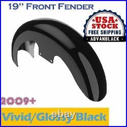 Vivid Black 19 Reveal Wrapper Hugger Front Fender Fits 09+ Harley Touring