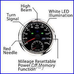 W PRO 110mm 2 Gauge Set GPS Speedometer Tachometer 200 KMH Turn Signal High Beam