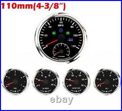 W PRO 5 Gauge Set 110mm GPS Speedometer Tachometer 120 MPH Turn Signal High Beam