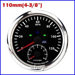 W PRO 5 Gauge Set 110mm GPS Speedometer Tachometer 120 MPH Turn Signal High Beam