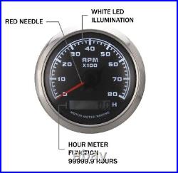 W PRO 5 Gauge Set Instrument Panel 4000 RPM 24 V White LED For Marine Boat Yacht