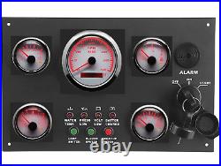 W PRO 5 Gauge Set with Instrument Panel 4000 RPM Red LED For Marine Boat Yacht