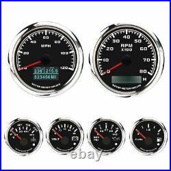 W PRO 6 Gauge Set 4 IN 1 GPS Speedometer 120 MPH Waterproof For Car Marine Boat